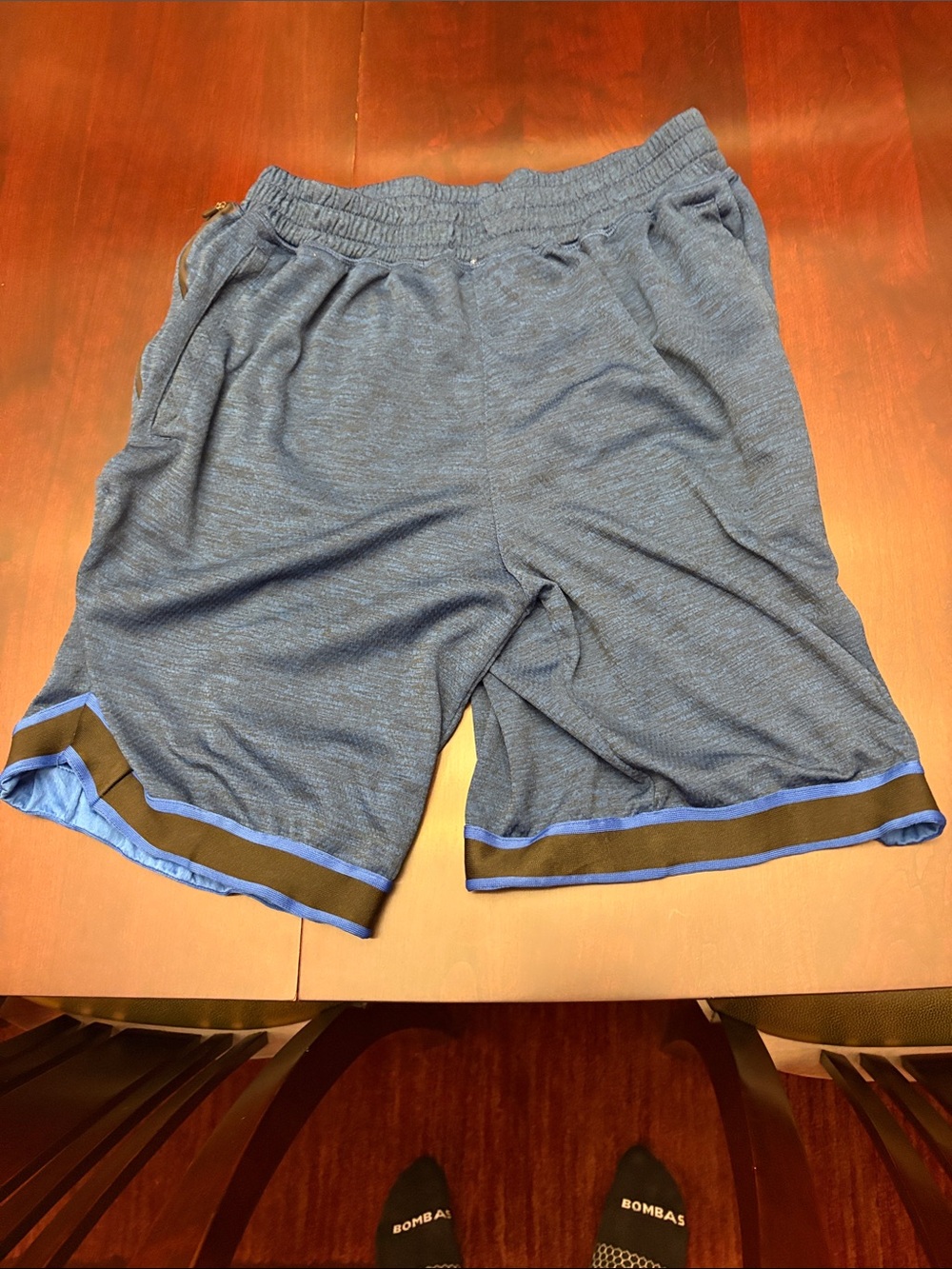 Men's Blue Athletic Shorts with Contrast Hem
